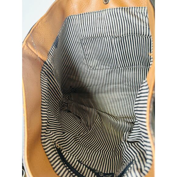 BEVERLY HILLS  POLO CLUB Brown Braided Handle Large Size Tote Handbag - Picture 4 of 14